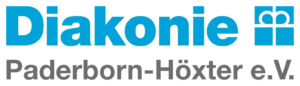Logo mit dem Wort Diakonie in blau, daneben ein blaues Symbol mit Kreuz und Herz, darunter Paderborn-Höxter e.V. in grau. (Text mit KI erstellt)