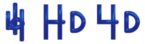 Blauer 3D-Text, inspiriert von Projekt, zeigt eine Entwicklung von einer verzerrten vierzackigen Form zu den Buchstaben H D und dann 4 D, alles auf einem transparenten Hintergrund. (Text mit KI erstellt)