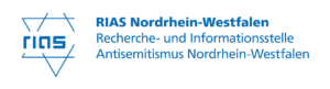 Logo des RIAS Nordrhein-Westfalen mit einem blauen Davidstern, dem Wort RIAS in stilisierter Schrift und dem Text Recherche- und Informationsstelle Antisemitismus Nordrhein-Westfalen. (Text mit KI erstellt)