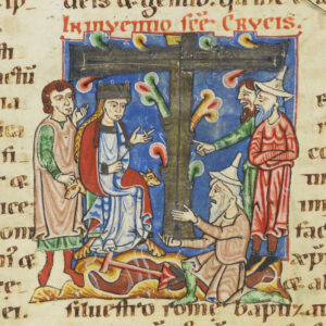 Auffindung des hl. Kreuzes, aus dem Weißenauer Passionale; Fondation Bodmer, Coligny; Cod. Bodmer 127, fol. 53v