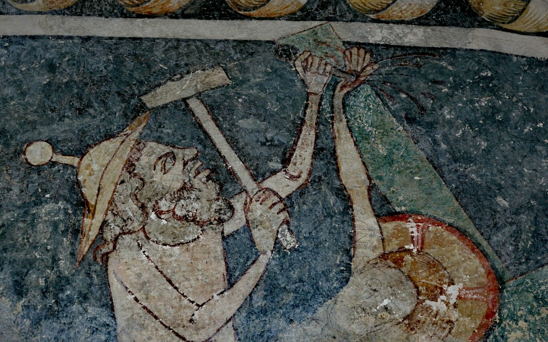 Antijüdische Darstellung der Kreuzigung Christi. Katharinenkapelle in Landau in der Pfalz, nach 1350