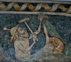 Antijüdische Darstellung der Kreuzigung Christi. Katharinenkapelle in Landau in der Pfalz, nach 1350