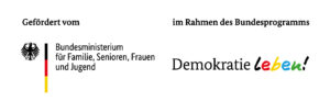 Links das Logo des Bundesministeriums für Familie, Senioren, Frauen und Jugend, rechts das Logo des Bundesprogramms "Demokratie leben! (rechts das Logo des Bundesprogramms "Demokratie leben!". (Text mit KI erstellt)